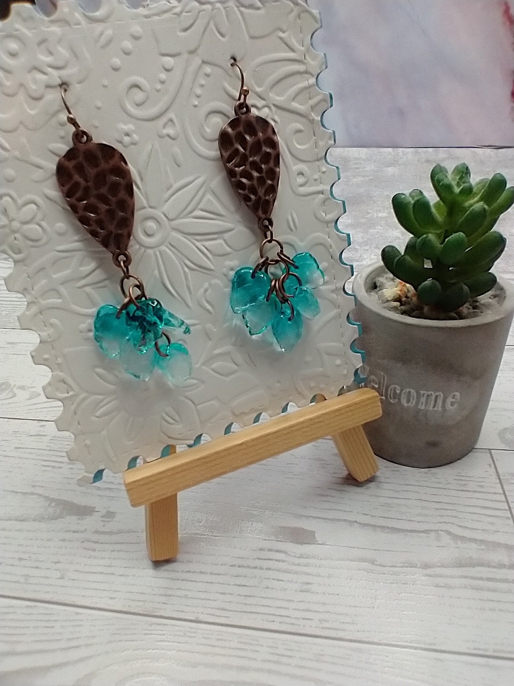 New Hand Crafted Long Dangle Leaf Earrings